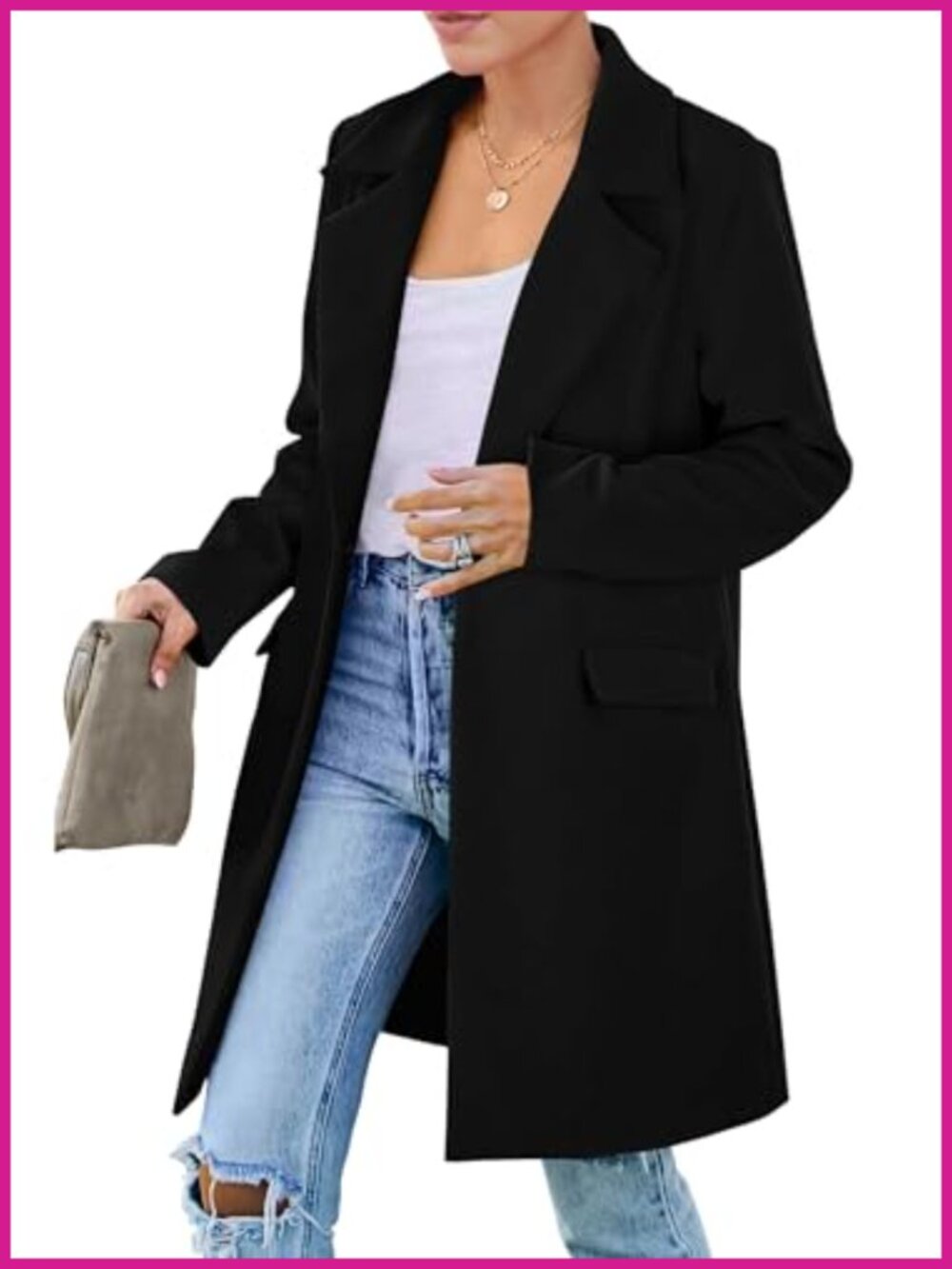 Womens Business Casual Long Blazer Jacket Polyester Blend Loose Fit
